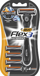 Станок бритвенный мужской Bic Flex 3 Hybrid +4 кассеты