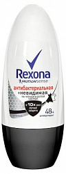 Дезодорант-антиперспирант шариковый Rexona Антибактериальный и невидимый эффект на черном и белом 50мл