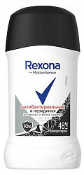 Дезодорант-антиперспирант стик Rexona Антибактериальная и невидимая на черном и белом 40мл
