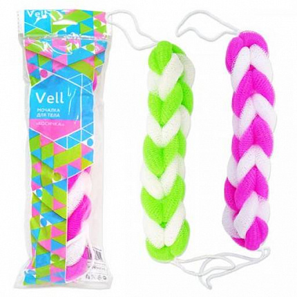 Мочалка для тела Vell косичка из безузловой сетки