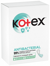 Ежедневные прокладки Kotex антибактериальные экстра тонкие 40 шт