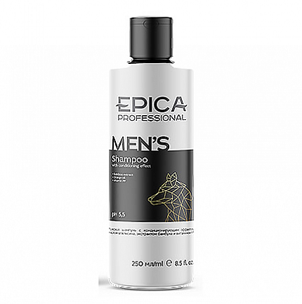 Шампунь для волос Epica Men's с кондиционирующим эффектом, маслом апельсина, экстрактом бамбука и витамином PP 250 мл